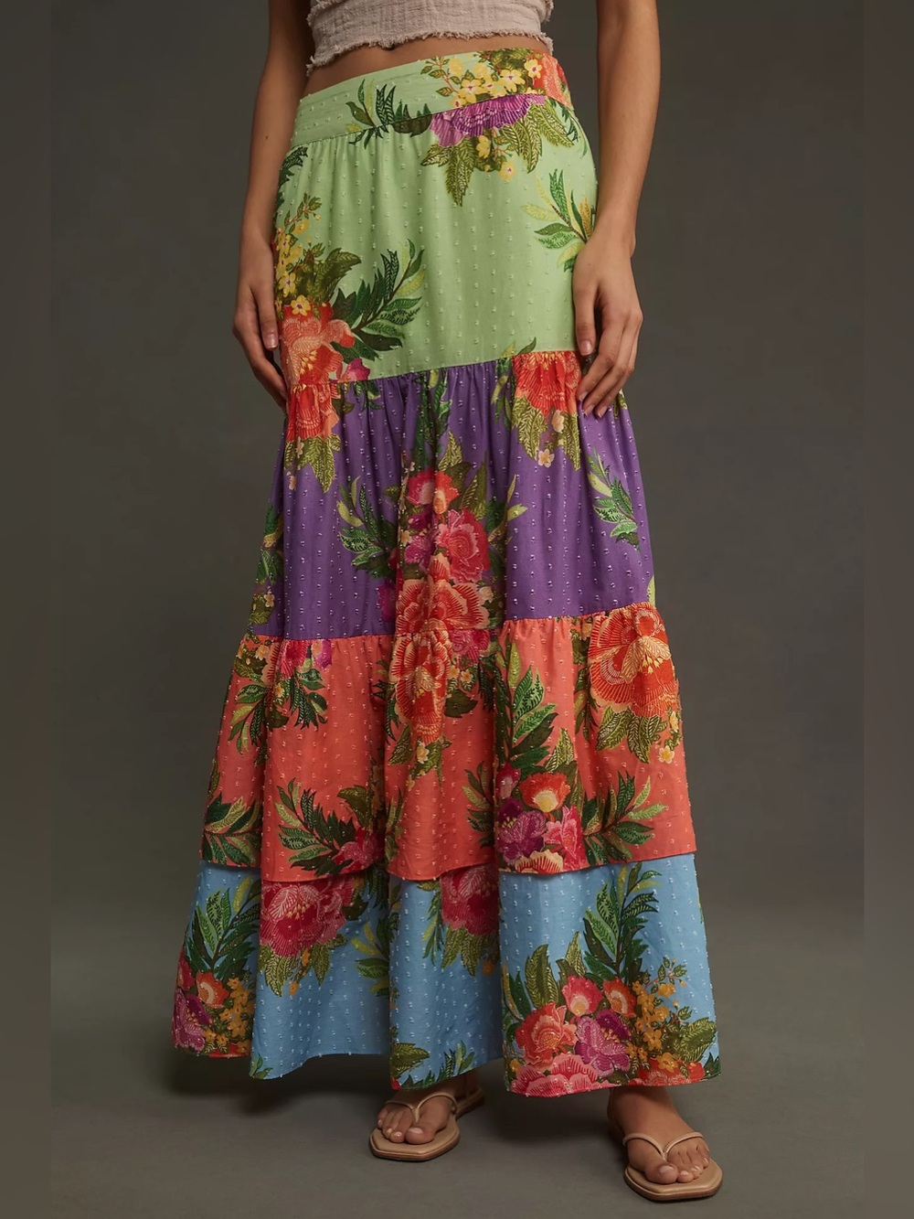 Farm Rio x Anthropologie Tiered Floral Maxi Skirt size Medium57129